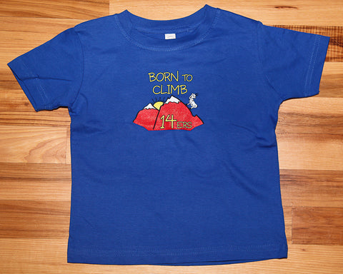 Born to Climb 14ers Toddler Shirt - Blue
